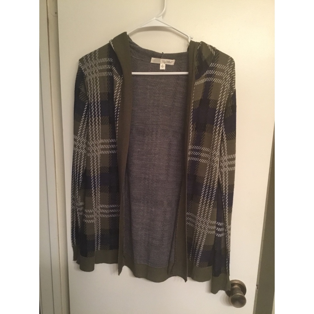 Blue and green cardigan